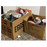 2-Boxes of miscellaneous Kitchen Serving Pieces