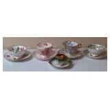 5 China Teacups and Saucers