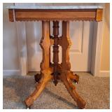 Victorian Eastlake Style Marble Top Parlor Table