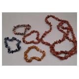 Nugget Chip Beaded Necklace & Bracelets