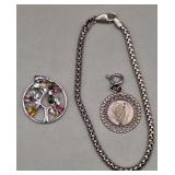 Sterling Silver Bracelet, Pendant, Charm