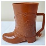 Brown Plastic Cowboy Boot Cup