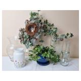 Bird Nest Greenery Centerpiece, Flower Vases