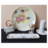 Miniature Teapot, Porcelain Plate & Misc.