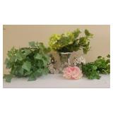 Clear Votive Candle Holders & Artificial Greenery