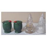 Holly Berry, Clear Tree Salt & Pepper Shakers