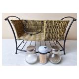 Rattan & Metal Napkin & Flatware Holder