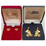 Mickey Mouse & Heart Gold Filled Earrings
