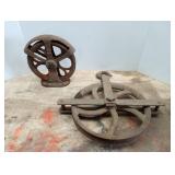 12"& 8 1/2" Rope Cast Iron Pulleys
