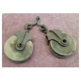 Double Wood & Cast Iron Pulleys
