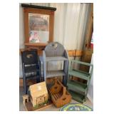 Handmade Wooden Shelf & Decorative High Chair