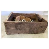 Antique Wooden Box of Hardware
