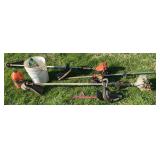 Echo Gas Trimmers & Bucket of Chain saw tools