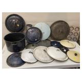 Antique Enamel Lids & Stock Pot