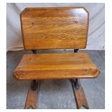 Antique Child's School Desk w/Cast Iron Base