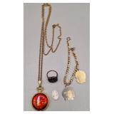 Watch Pendant, Ring & Charm Bracelet