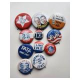 Political Pin Back Buttons, Ike, Truman