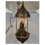 Hanging oil Lamp, working, dripping strings