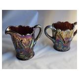Carnival Glass Cream & Sugar, Cambridge Glass