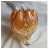 Carnival Glass Fine Cut & Roses Bowl