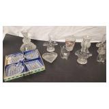 Glass baskets, coasters, candle holder