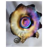 Dugan Lattice Heart Carnival Glass Dish