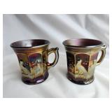 Carnival Glass Singing Birds Mugs (2)