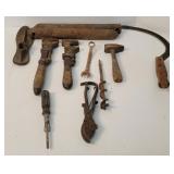 Hand tools, vintage, rusty, window weights