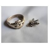 Sterling ring & bee pendant