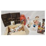 Toy dishes, mini figures, display shelves