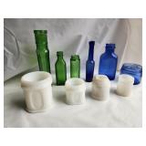 Vintage bottles, advertising, colored glass