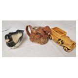 Planters, duck, car, fishing basket