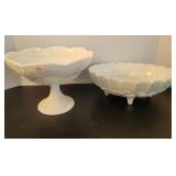 Milk glass compote & serving dish