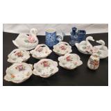 Salt dishes, swans, toothpick holders