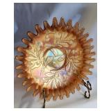 Fenton Carnival Glass Bowl, Ribbon Edge,