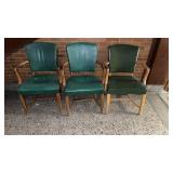VTG Art Deco Green Leather Chairs