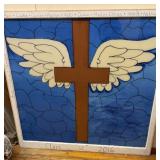 Framed Cross Painting on Glass