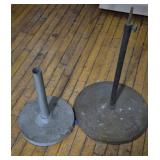 Two Vintage Cast Iron Base & Pole Stands