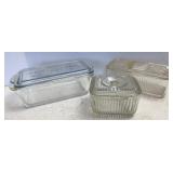 Vtg Pyrex Covered Loaf Pan & Refrigerator Dish