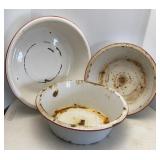 Red Rim Enamel Basins