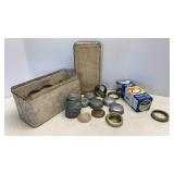 Antique Tin of Zinc, Rings & Lids
