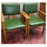 MCM Oak Framed, Vinyl Chairs