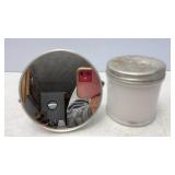 Vtg Hazel Atlas Watkins Milk Glass Jar & small