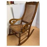 Vtg Cane Seat Rocking Chair