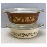 Vtg Pyrex Early American Oval Casserole Dishes