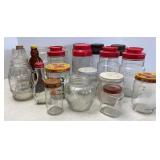 Vtg Coffee, Syrup, PB & Juice Glass Jars