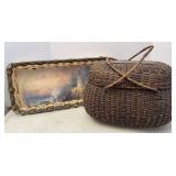 Antique Amish? Storage Basket & Basket Tray