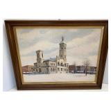 Signed Harold Hancock Courthouse Framed Print