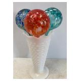 Milk Glass Vase & Glass Plant Waterers