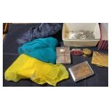 Vtg Scarves, compacts & Hair clips
